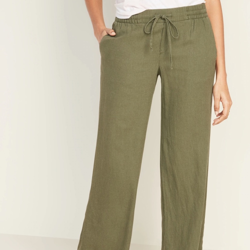 NWT Wide-Leg Linen Pull-on Pants Small